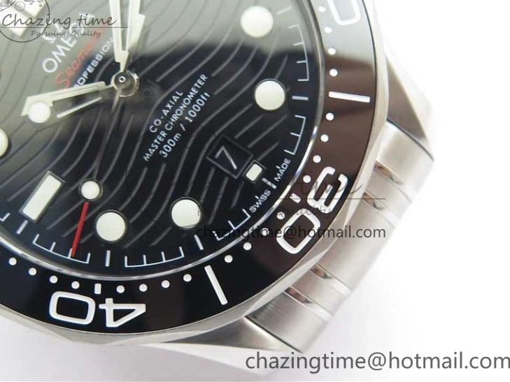 0502 EasyCare Seamaster Diver 300M ORF 1:1 Best Edition Black Ceramic Black Dial on SS Bracelet A 7870